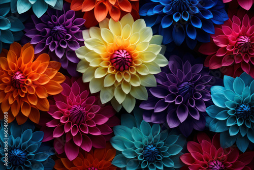 colorful dahlia flowers background. Floral pattern © Alex