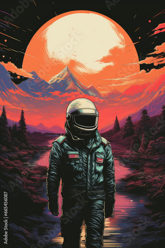 Stellar Odyssey: A 1970's Style Abstract Space Movie Poster, Capturing Galactic Adventure Through Vintage Aesthetics and Modern AI Imagination, Crafted by Generative AI