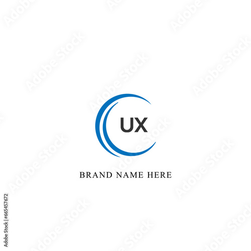 UX logo. U X design. White UX letter. UX, U X letter logo design. Initial letter UX linked circle uppercase monogram logo. U X letter logo vector design. 