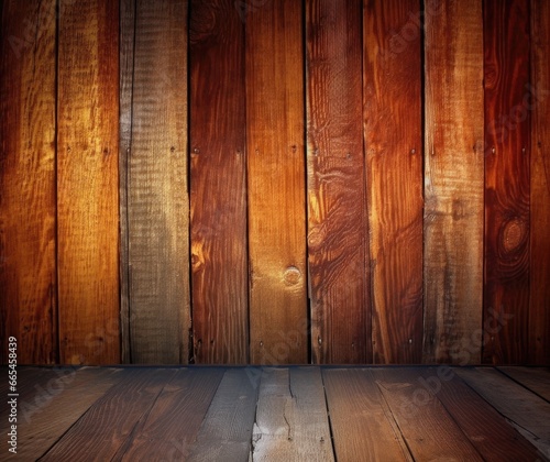 Cozy Life: Wooden Wall, Floor, and Planks Stage Stock Photo