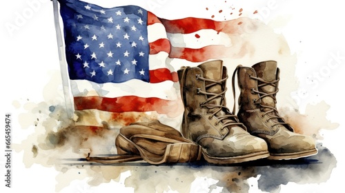 Memorial Day, Memorial Day, US Patriot Day, watercolor illustration, no text, greeting card