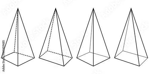 3d outline rectangular pyramid shape icon set photo