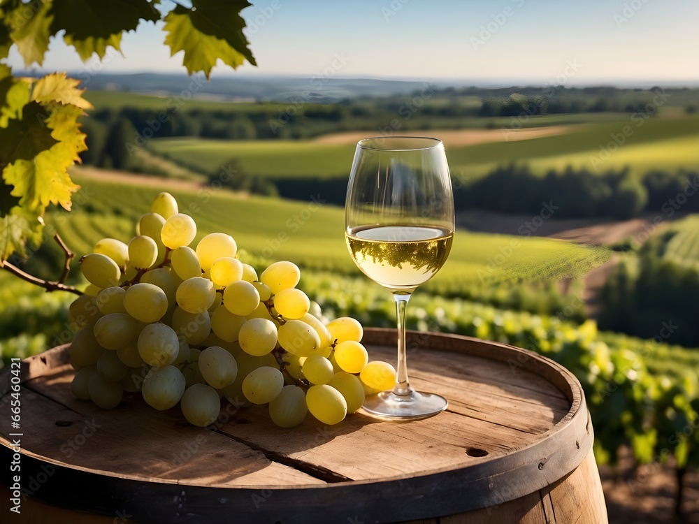 white wine and grapes