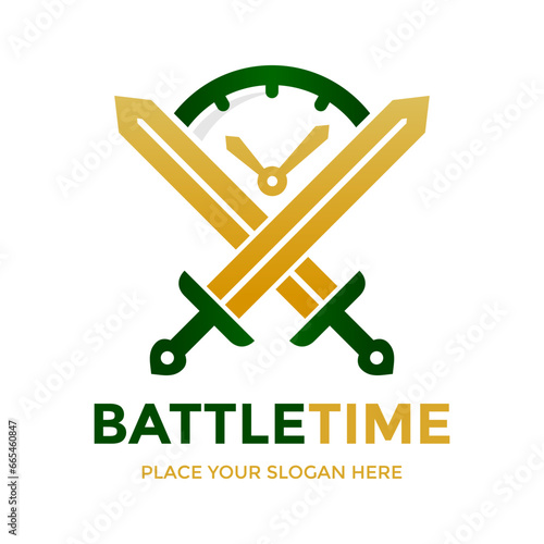 Battle time vector logo template.