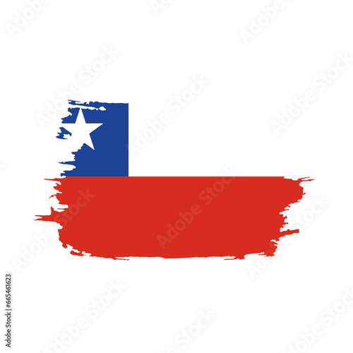 National flag of Chile with brush stroke effect on white background