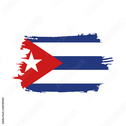National flag of Cuba  with brush stroke effect on white background