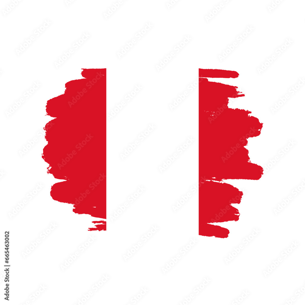 Obraz premium National flag of Peru with brush stroke effect on white background