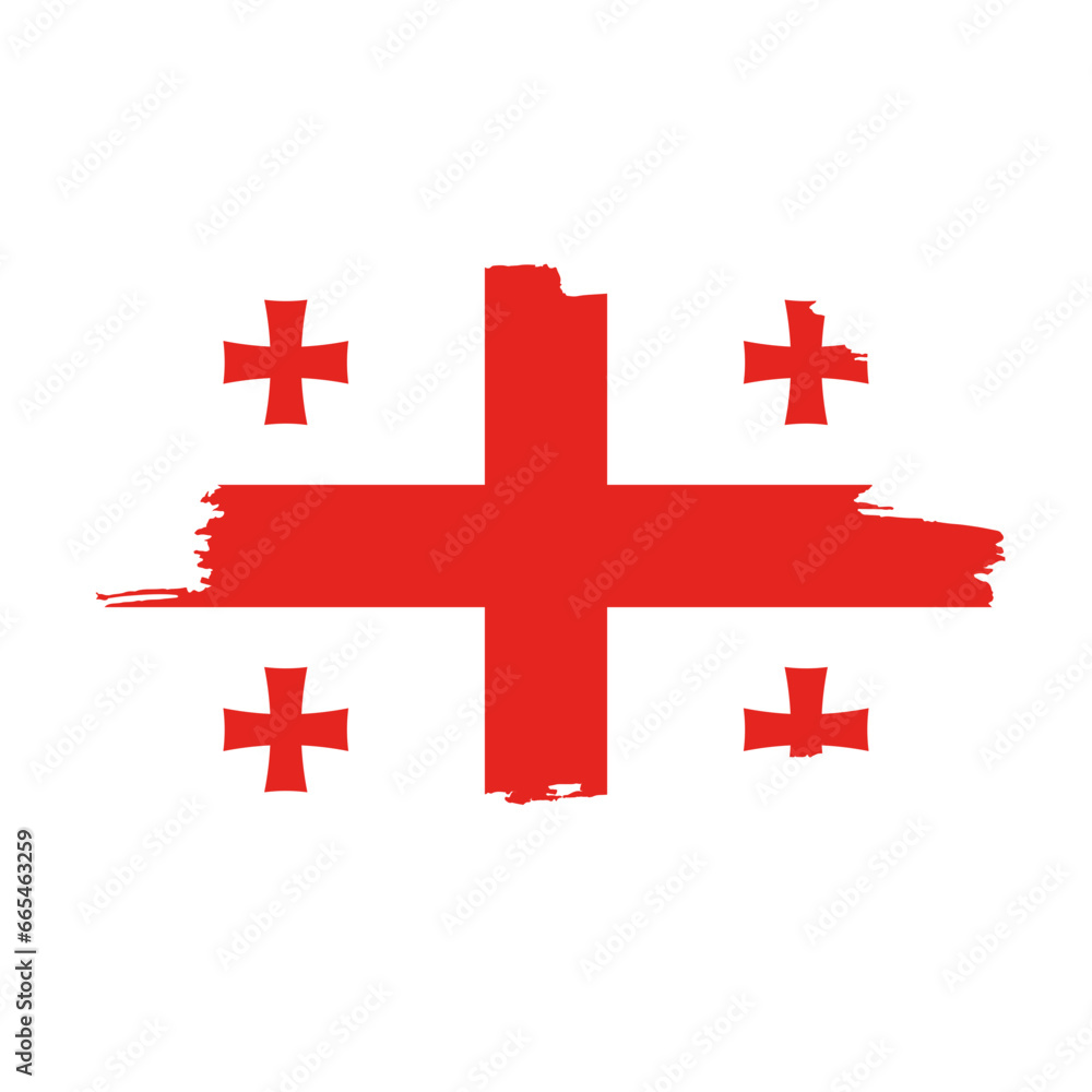 Obraz premium National flag of Georgia with brush stroke effect on white background