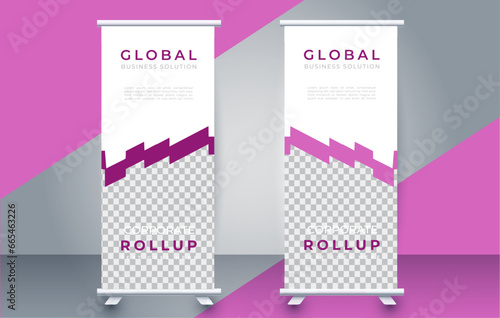 Modern roll up banner design template. flyer. pull up. presentation. brochure. poster. advertisement. print media
