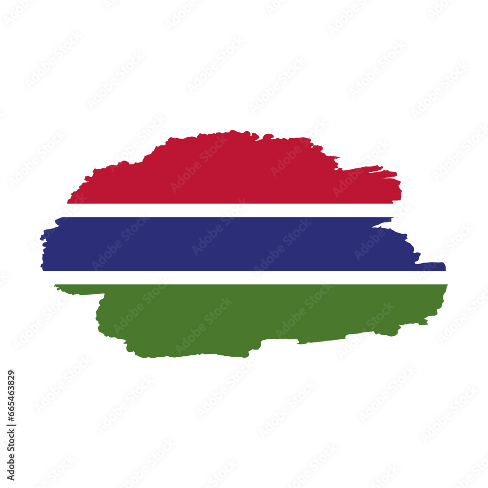 Fototapeta premium National flag of Gambia with brush stroke effect on white background