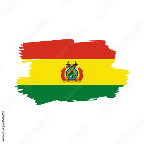 National flag of Bolivia with brush stroke effect on white background