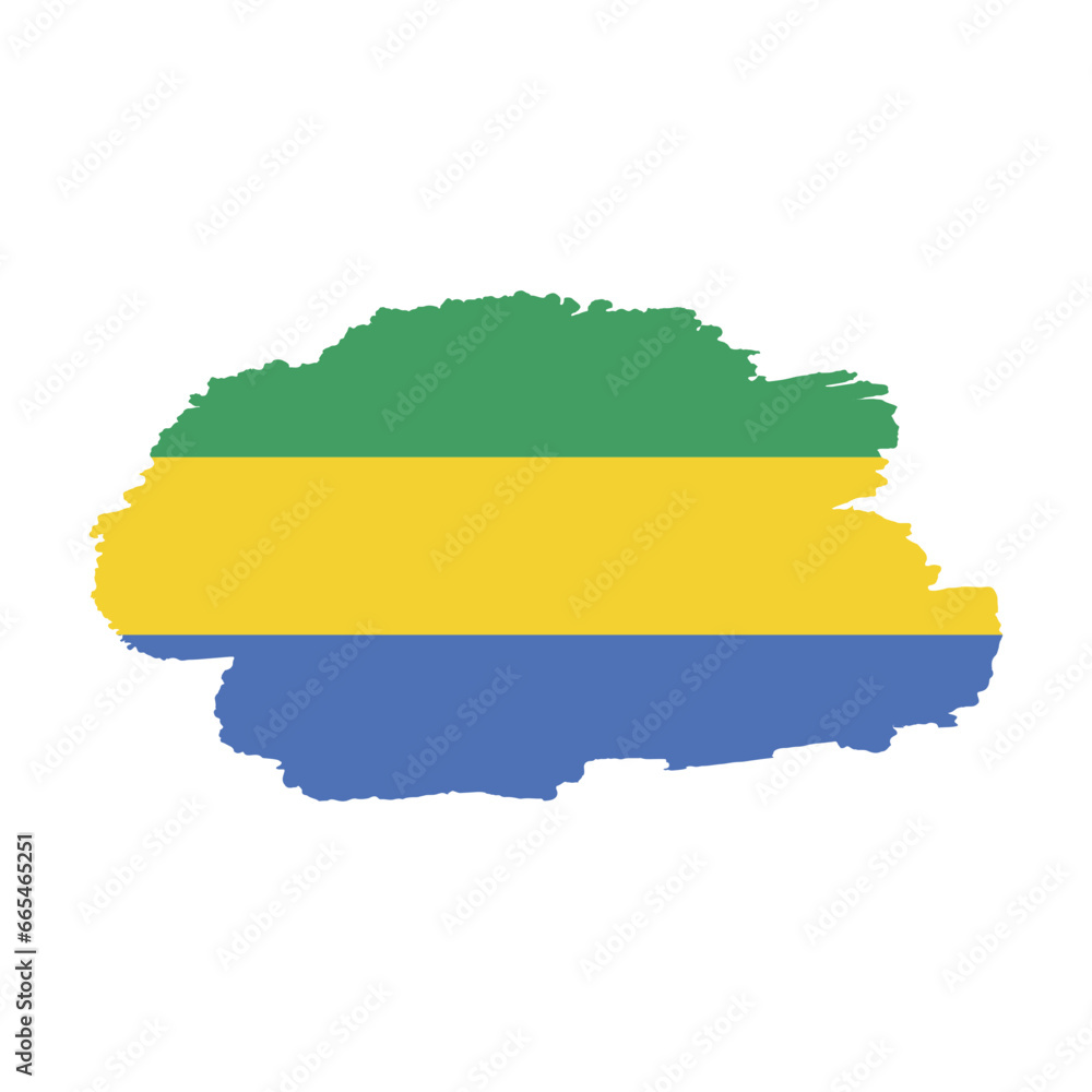 National flag of GABON with brush stroke effect on white background National flag of GABON with brush stroke effect on white background