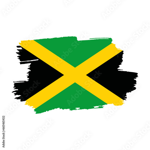 National flag of JAMAICA with brush stroke effect on white background