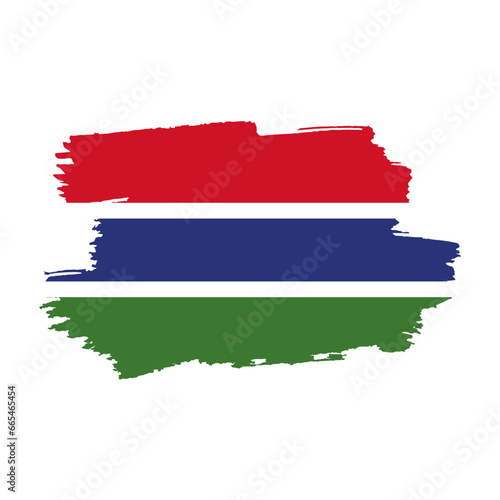 National flag of GAMBIA with brush stroke effect on white background