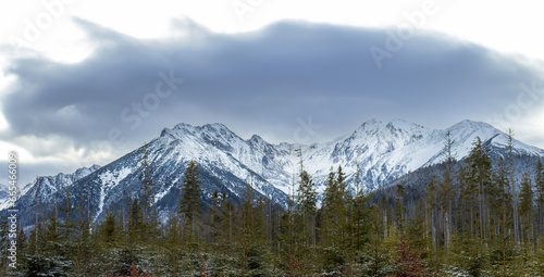 Winter Landscape in the Polish Tatra Mountains. Majestic snowy peaks and breathtaking views.