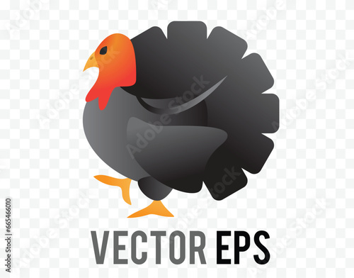 Vector isolated gradient black turkey Thanksgiving, Christmas icon button