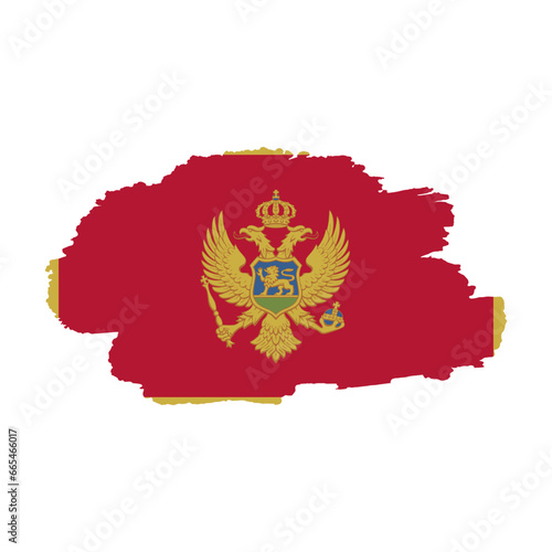 National flag of Montenegro with brush stroke effect on white background