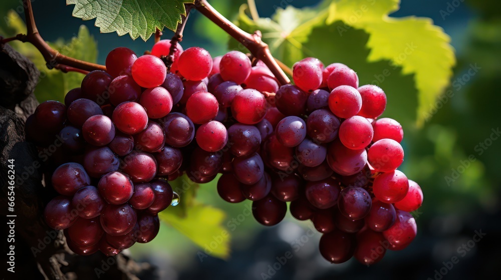 The fully ripened grape on the vine symbolizes the approaching harvest day, promising the culmination of this flavorful grape fruit