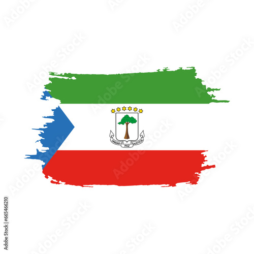 National flag of Equatorial Guinea with brush stroke effect on white background