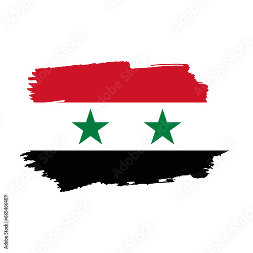 National flag of  syria with brush stroke effect on white background