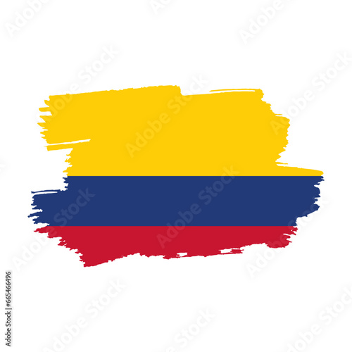 National flag of Colombia with brush stroke effect on white background