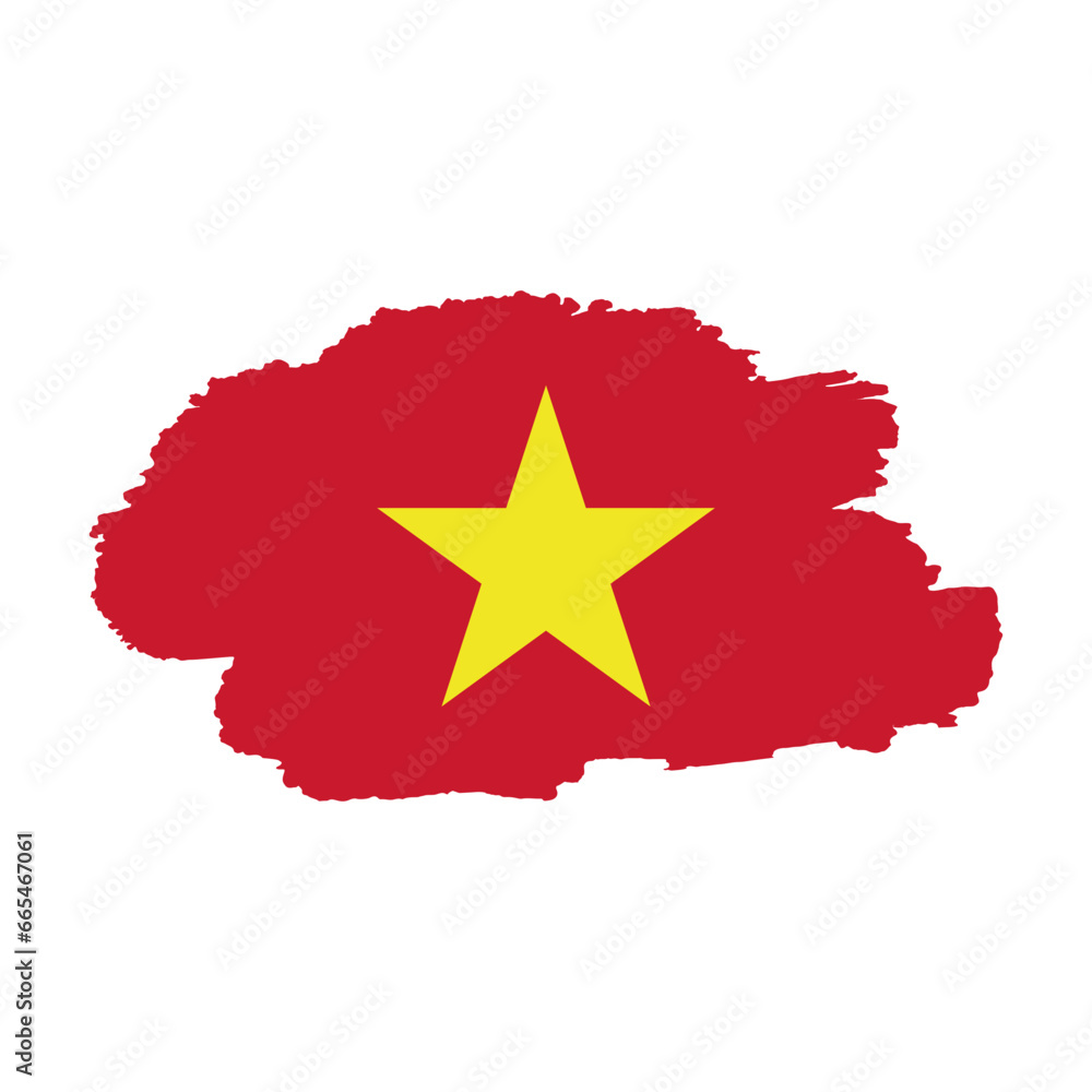 National flag of Vietnam with brush stroke effect on white background National flag of Vietnam with brush stroke effect on white background