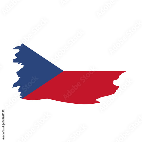 National flag of the Czech Republic with brush stroke effect on white background