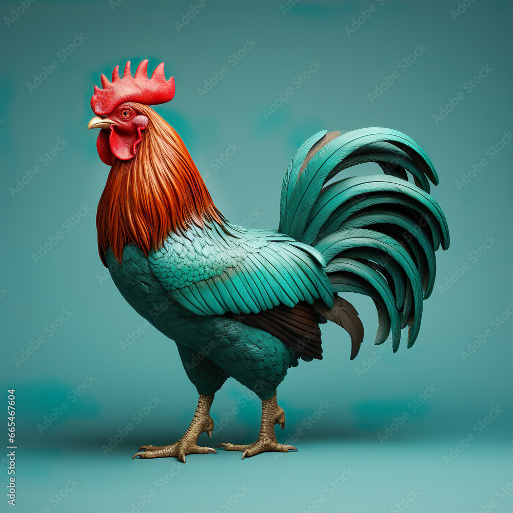 Rooster cock poultry perfect AI image illustration. Farm animals concept