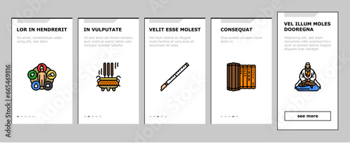 taoism yang yin ying chinese onboarding mobile vector. harmony philosophy, china religion, yinyang fish, ghost jang, book carp taoism yang yin ying chinese Illustrations