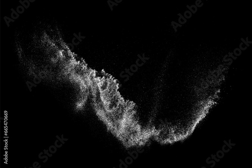 Distressed white grainy texture. Dust overlay textured. Grain noise particles. Rusted black background. Vector illustration. EPS 10.  