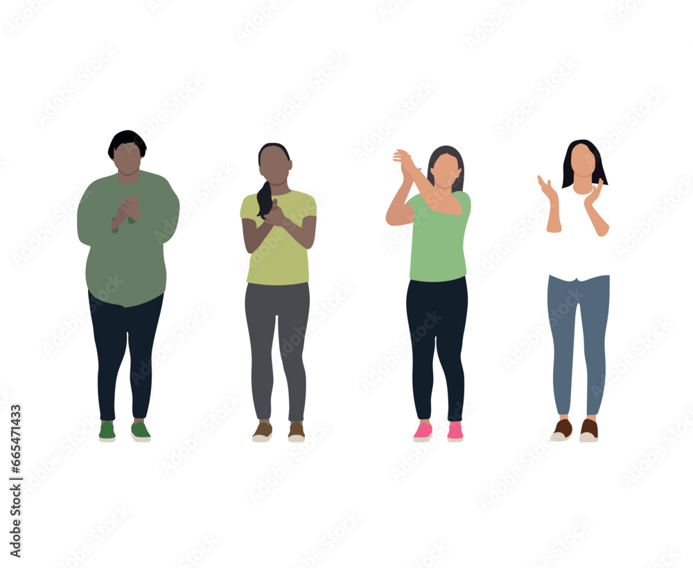 Variety of women clapping isolated Variety of women clapping isolated