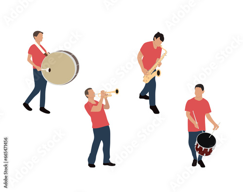 Variety of men playing instruments