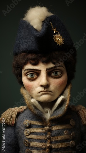  portrait of a needle felted french emperor with a hat