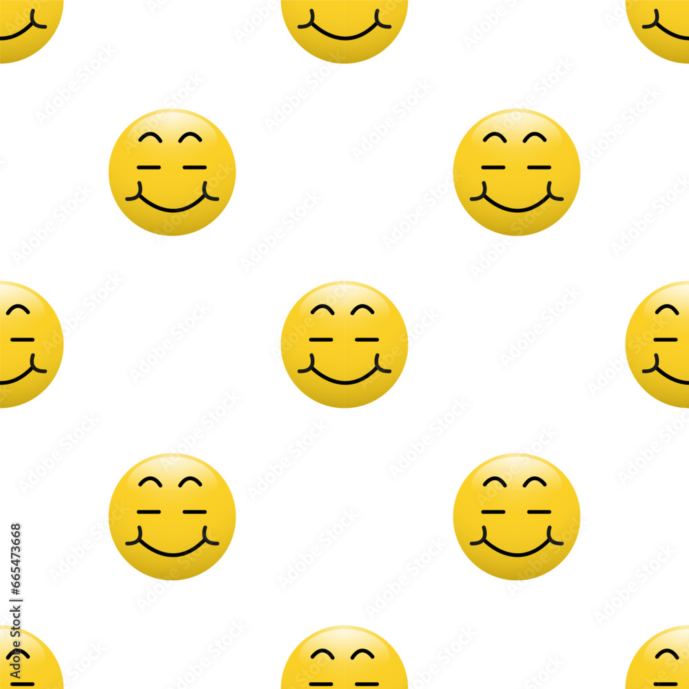 Fototapeta premium Yellow Head emoticon icon with Facial expressions, Seamless pattern on white background.