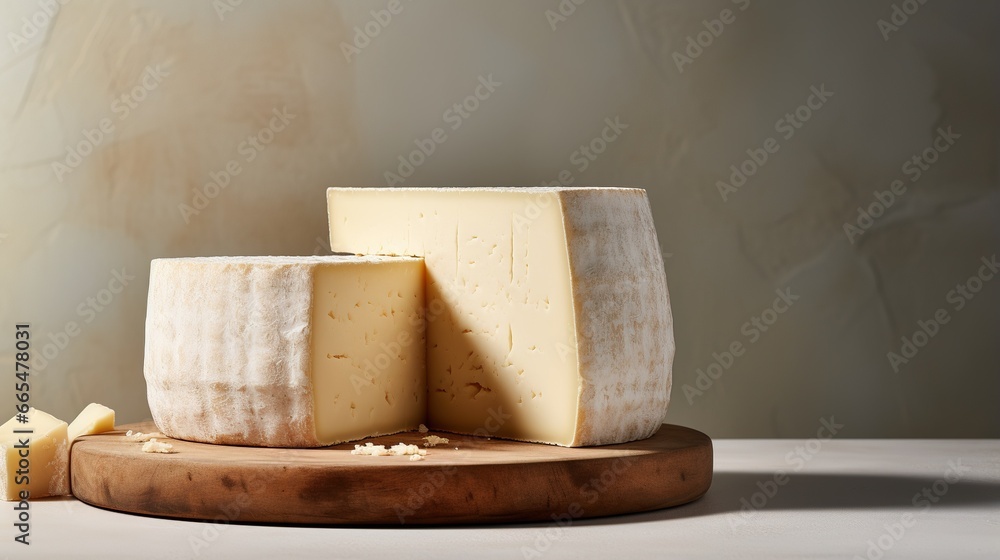 pecorino cheese on wooden board