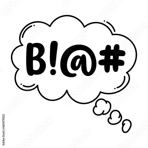 Swear word speech bubble comic. Curse, rude, swear word for angry, bad, negative expression. Hand drawn vector illustration