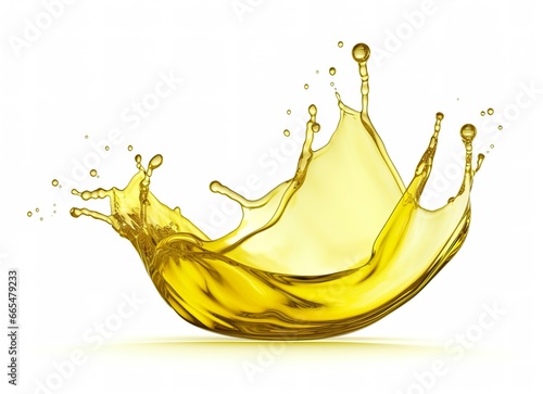 Olive or engine oil splash, cosmetic serum liquid isolated on white background.