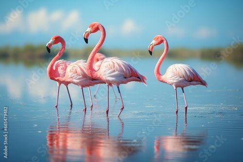 Greater flamingo Phoenicopterus roseus, Grilled meat barbecue steak on wooden cutting board with rosemary, AI Generated © Iftikhar alam