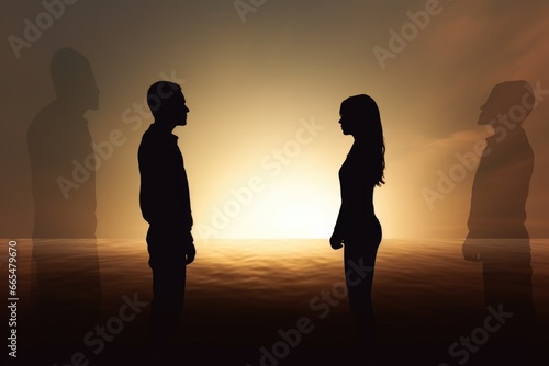 Man and Woman Standing in Front of Sunset