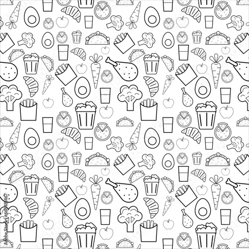  food pattern vector design. and white background design,
