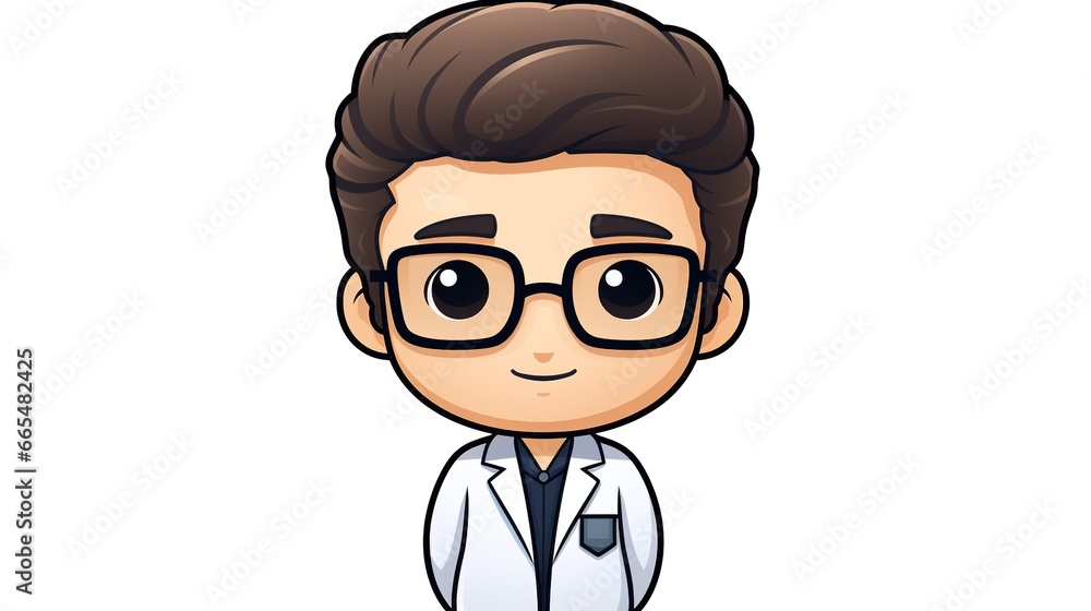 male doctor  cartoon character  with stethoscope 