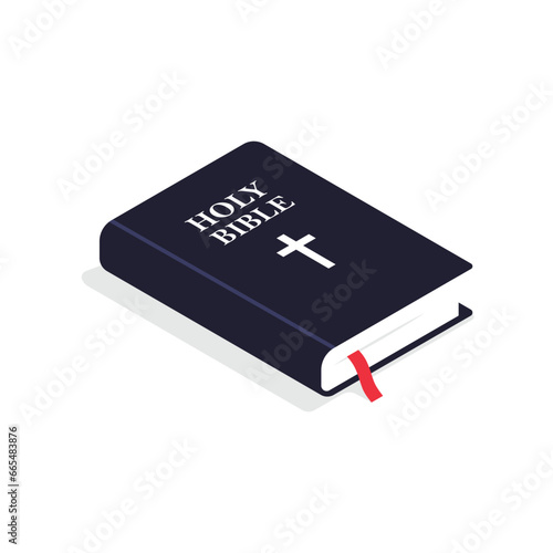 Vector illustration in isometric style. Holy book bible, top view