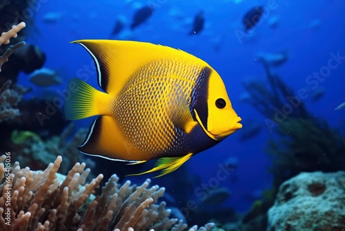 Beautiful angelfish in the ocean.