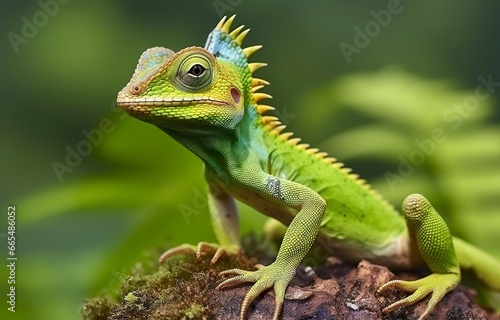 Bronchocela cristatella  also known as the green crested lizard.