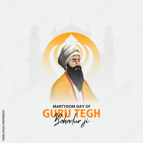 Illustration of guru tegh bahadur on his martyrdom day photo