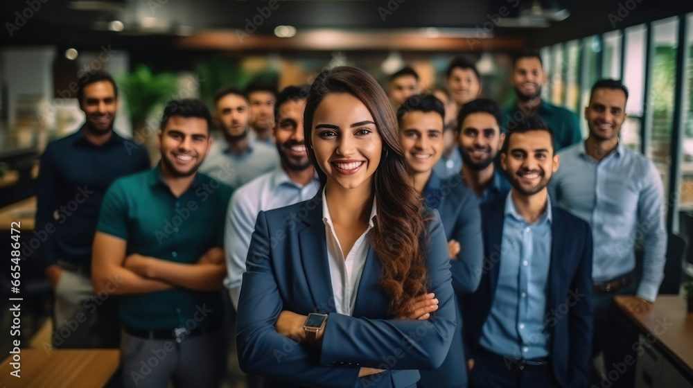 Obraz premium Confident and successful businesspeople group standing at office.