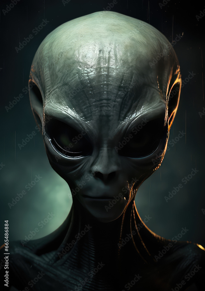 Intergalactic Gaze: A Poster Depicting a Grey Alien Looking into the Camera, Unveiling the Mysteries of Extraterrestrial Existence, Crafted by Generative AI Intergalactic Gaze: A Poster Depicting a Grey Alien Looking into the Camera, Unveiling the Mysteries of Extraterrestrial Existence, Crafted by Generative AI
