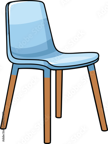 A minimalistic, flat-colored vector illustration of a chair, rendered in a simplistic comic style.