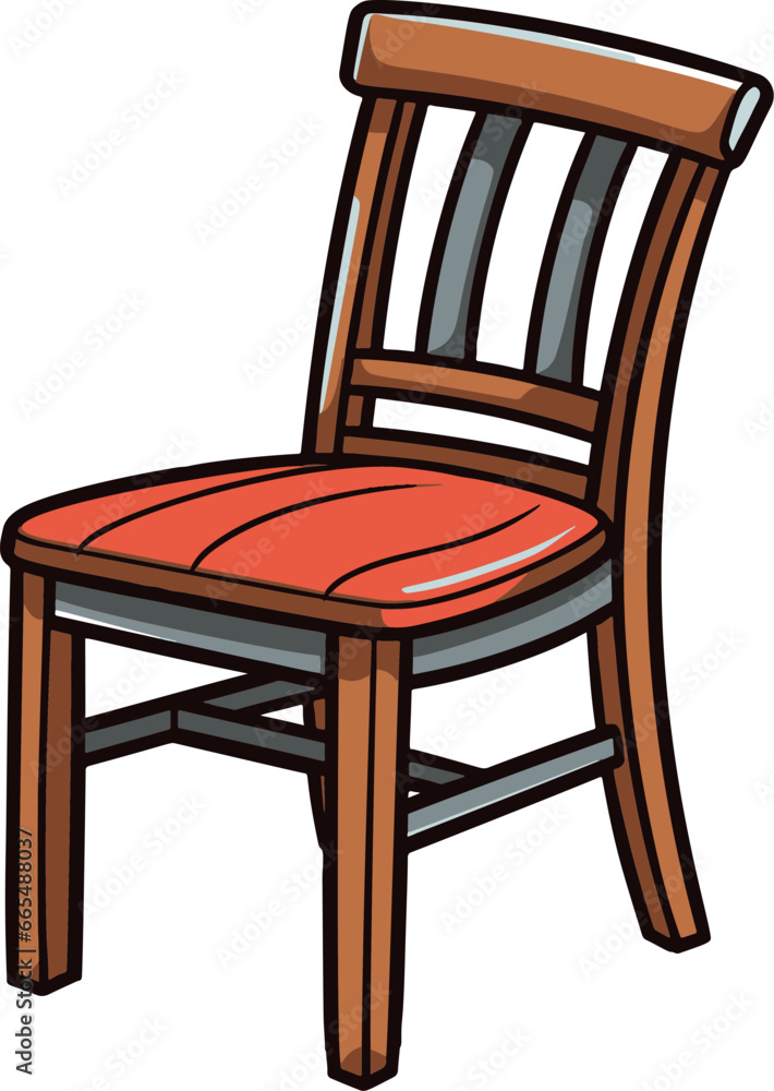 Minimalistic vector illustration of a comic-style chair, characterized by its simple and flat color design. Minimalistic vector illustration of a comic-style chair, characterized by its simple and flat color design.