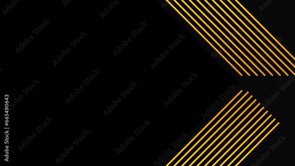 Abstract minimal luxury black background with golden lines